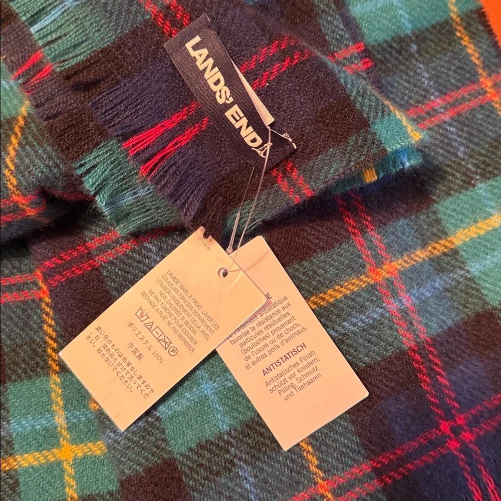 Lands' End Multicolor Plaid Scarf